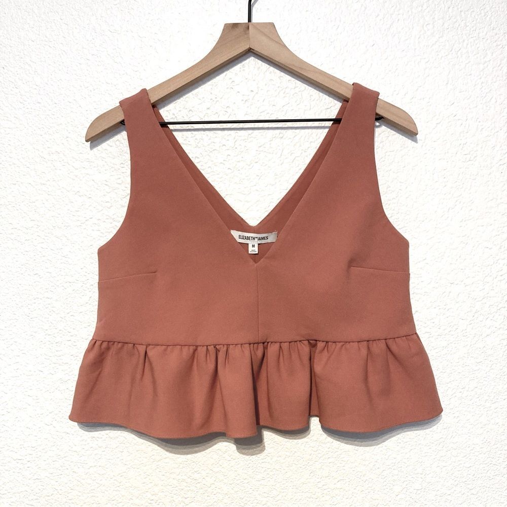 Elizabeth and James Peplum Crop Top Structured Medium Dusty Rose